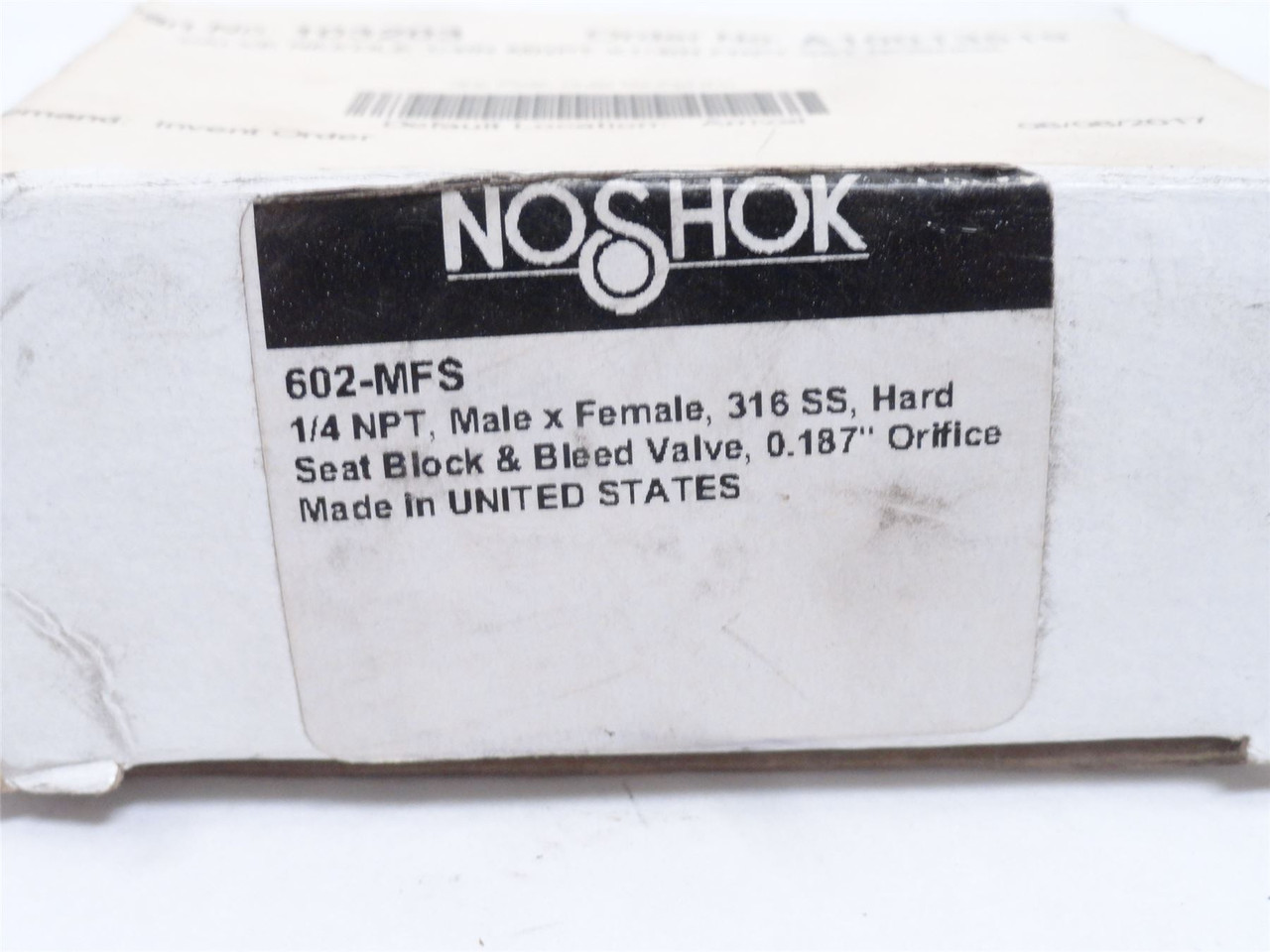 Noshok 602-MFS; Block & Bleed Valve SS-316; 1/4NPT; 10;000PSI