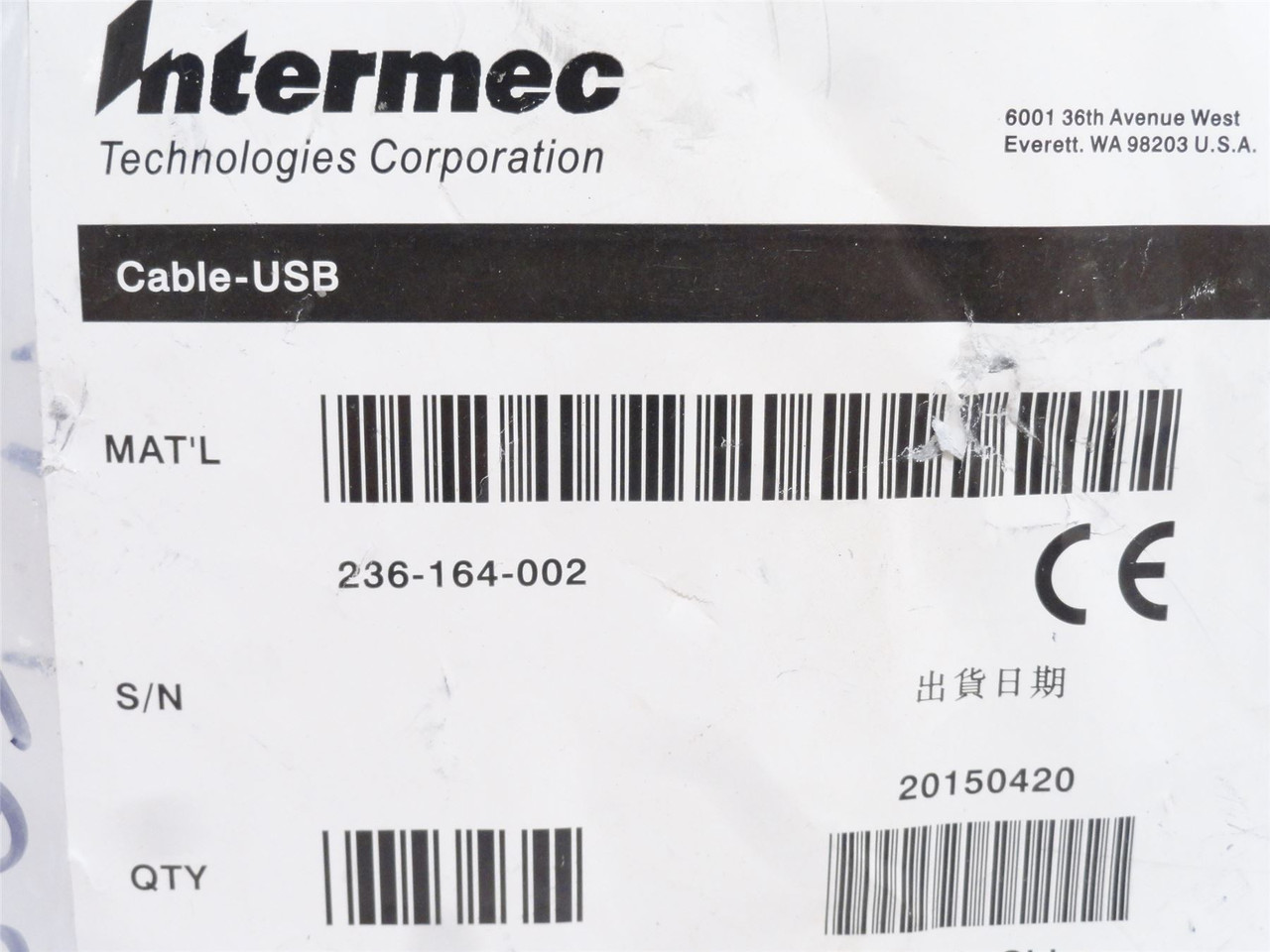Intermec 236-164-002; USB Cable; W/Keyboard Emulation; 6.5' L