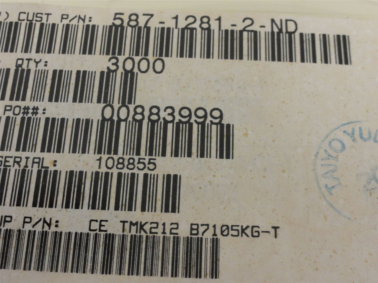 Taiyo Yuden TMK212B7105KG-T; Lot-1750 Ceramic Capacitor 1uF