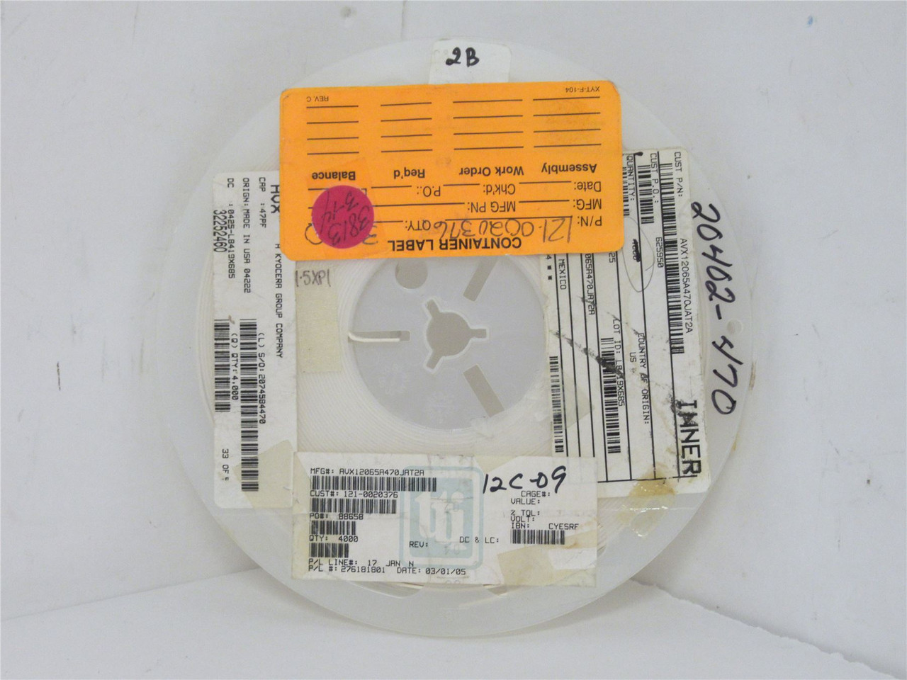 TTI AVX12065A470JAT2A; Lot-3700 Ceramic Capacitor 47pF