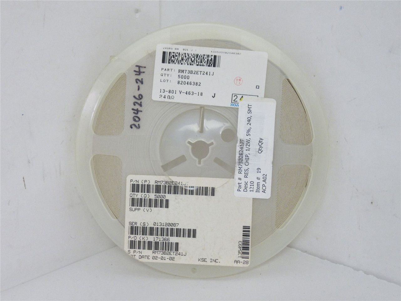 KOA Speer RM73B2ET241J; Lot-4500 Chip Resistor; 240ohm 1/2W