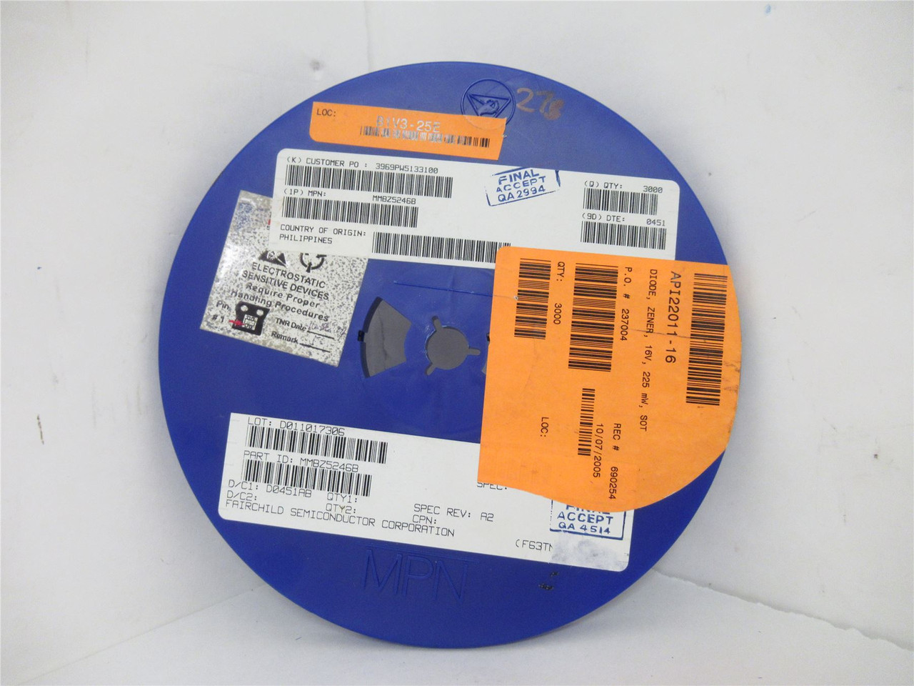 Fairchild MMBZ52468; Lot-2500 Zener Diode; 16V; 225mW