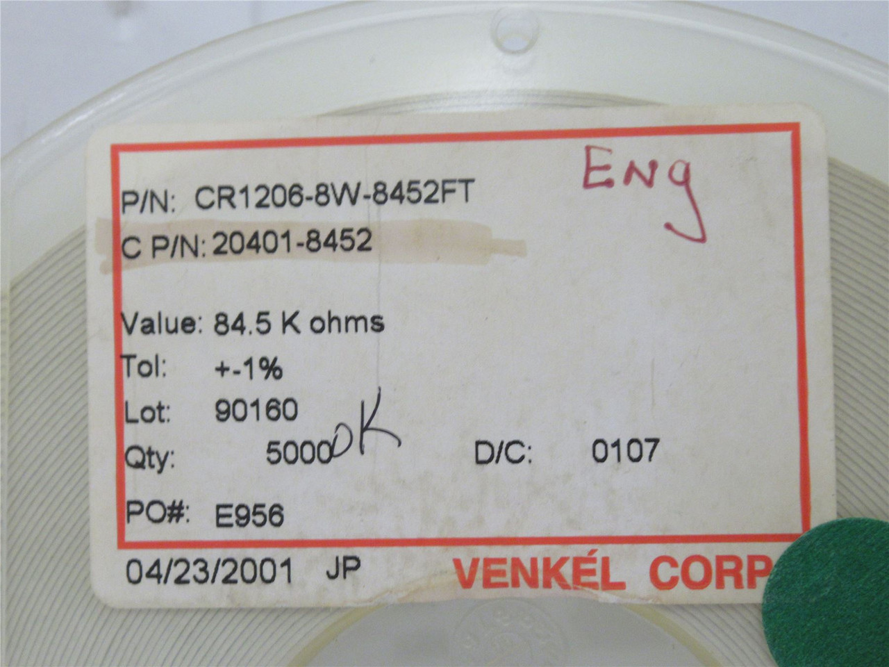 Venkel CR1206-8W-8452FT; Lot-5000 Chip Resistor 84.5Kohms