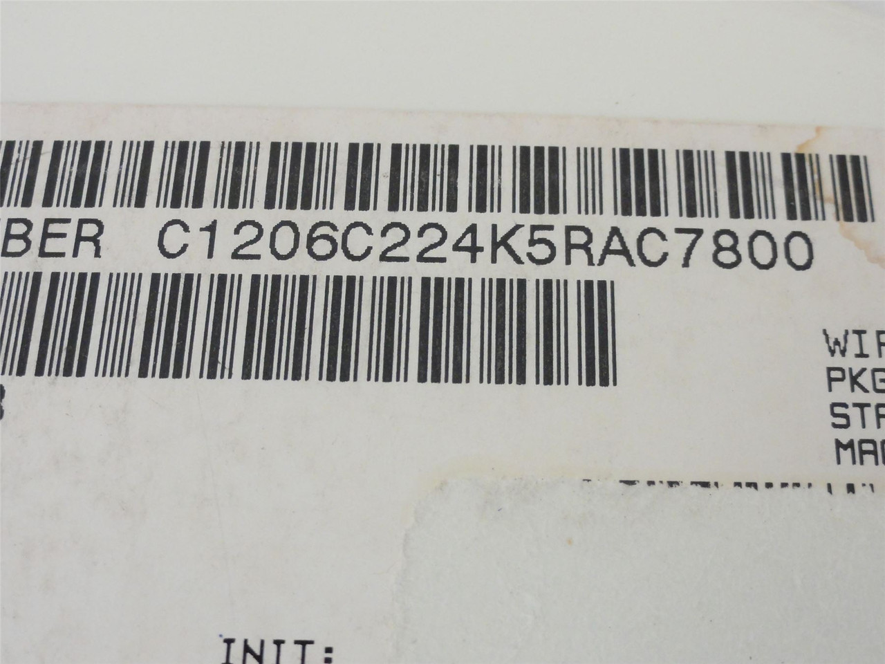 Kemet C1206C224K5RAC7800; Lot-875 Ceramic Capacitors 0.22uF