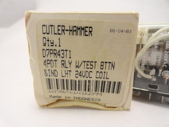 Cutler-Hammer D7PR43T1; Relay 4PDT Coil: 24VDC