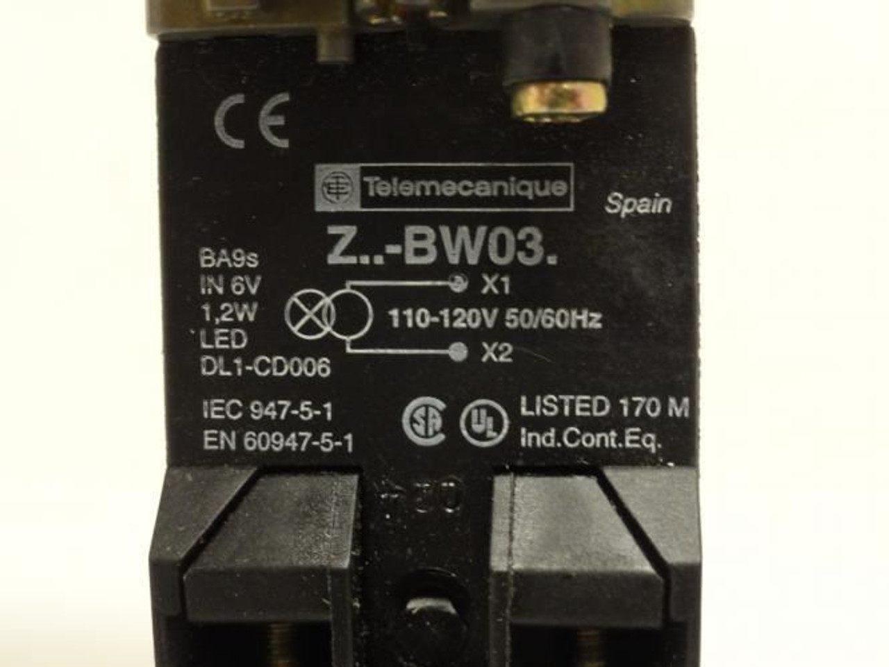 Telemecanique ZB2BW031; Light Module Assy; 120VAC W/Contact