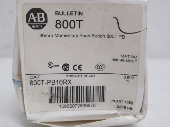 Allen-Bradley 800T-PB16RX; Illuminated Push Button; Momentary