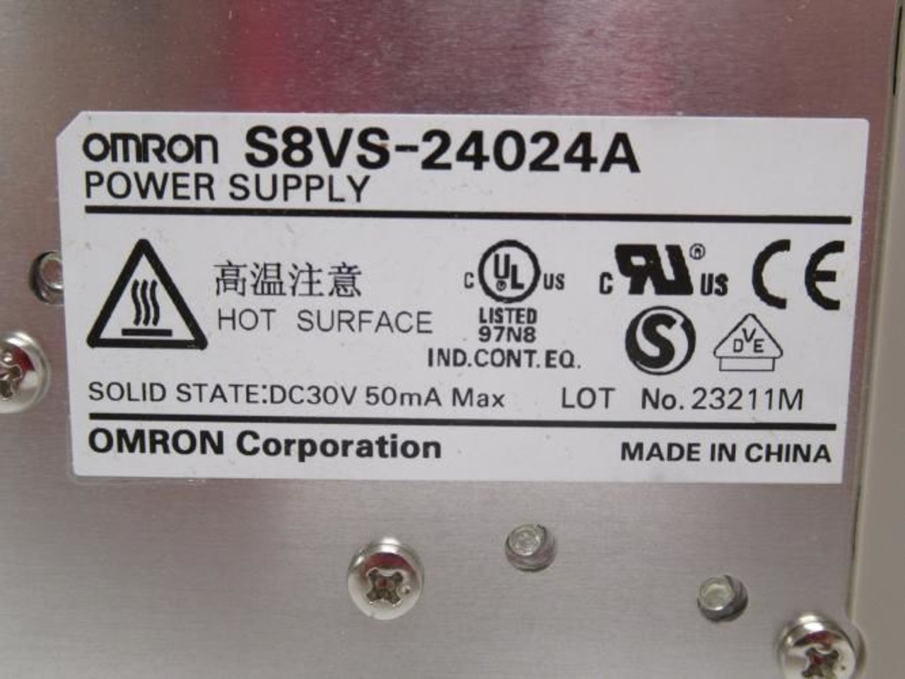 Omron S8VS-24024A; Power Supply; 100-240VAC In; 24VDC Out