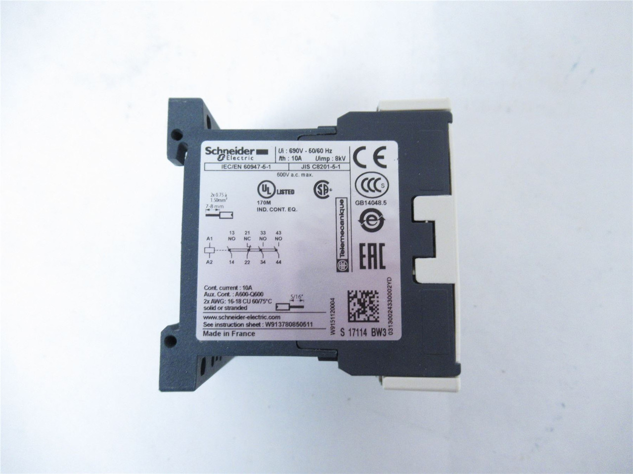 Schneider CA4KN313BW3; Relay 10A Coil: 24VDC 4PST-3NO/1NC