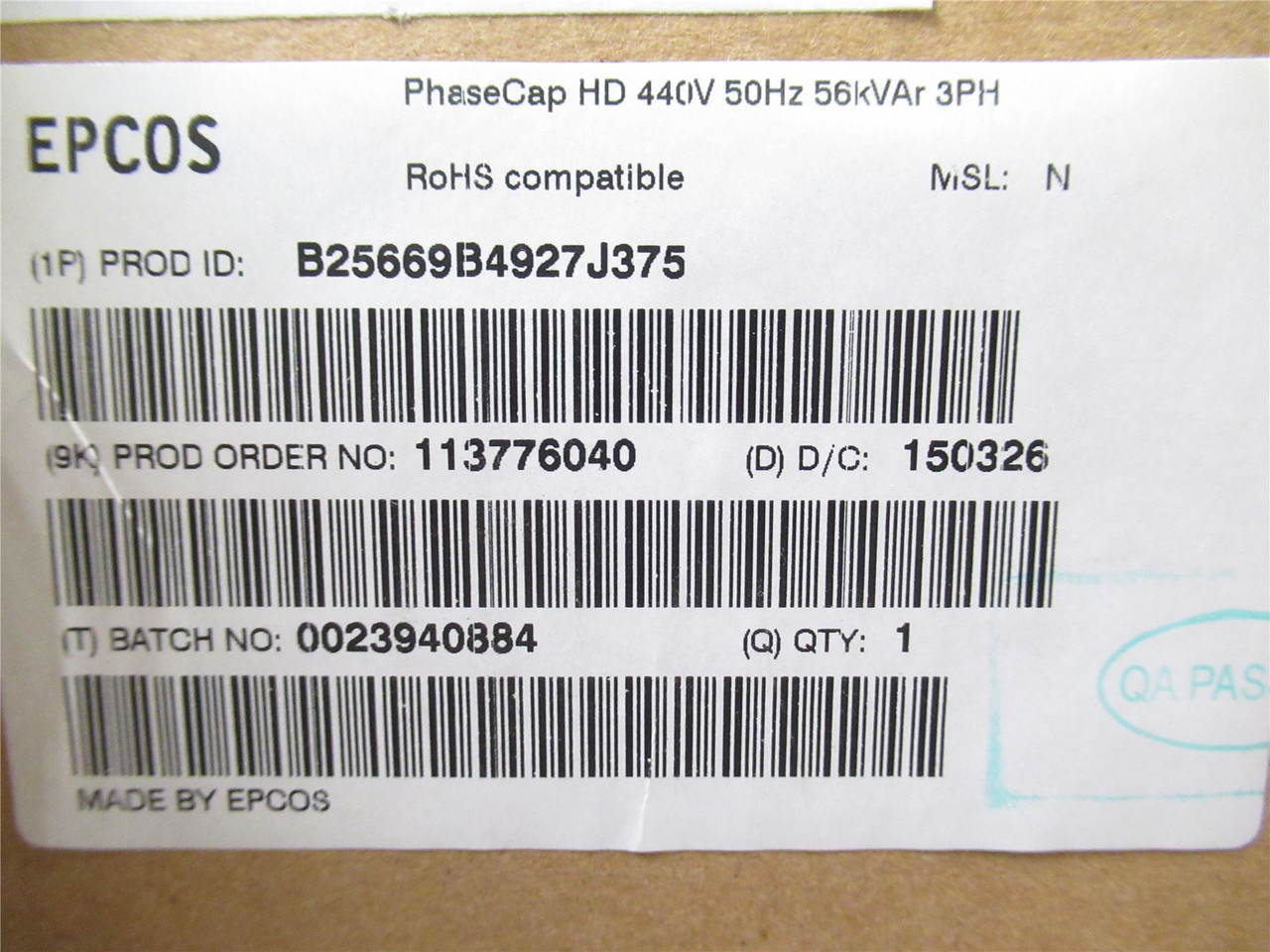 Epcos B2566934927J375; Film Capacitor 3x307.0uF +5/-5%