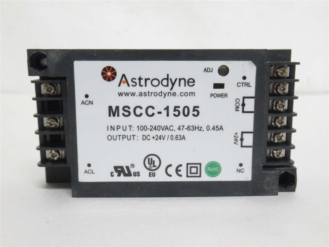 Astrodyne MSCC-1505; Enclosed AC/DC Converter 100-240VAC In 24V Out