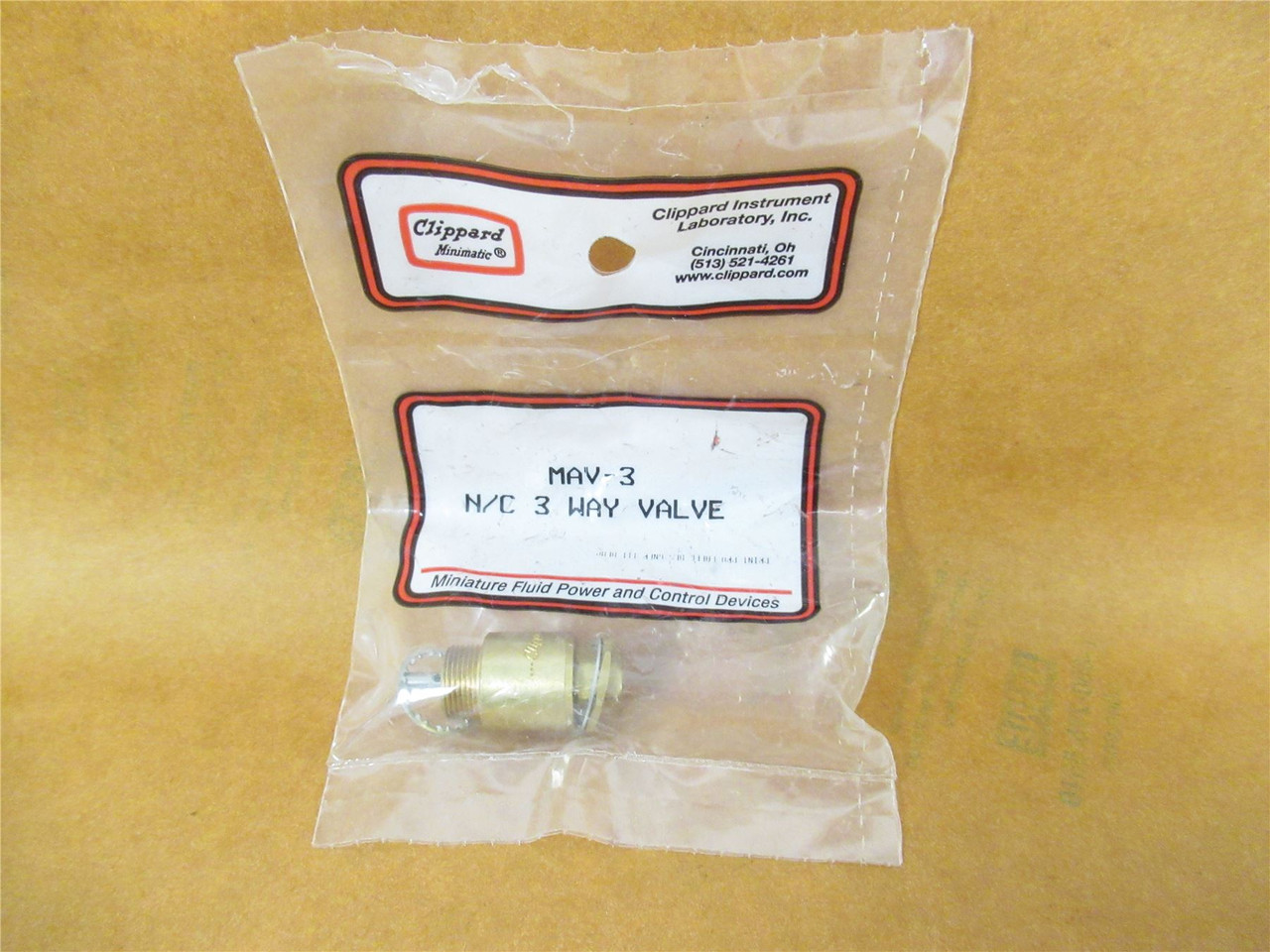 Clippard Mav-3; Valve Normally-closed; 3-Way; Port#10-32