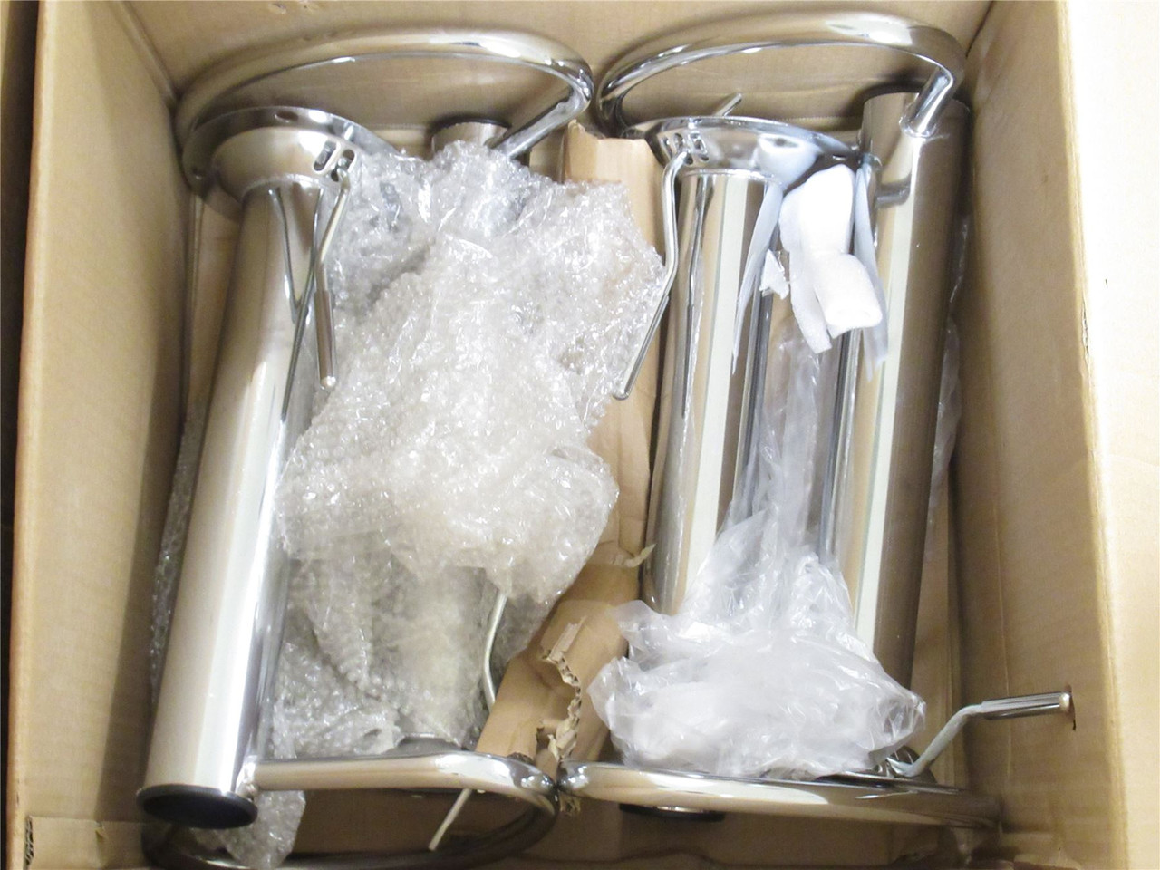 Elecwish US-OW006-GY; Lot-2; Bar Stools; Gray Vinyl; Chrome