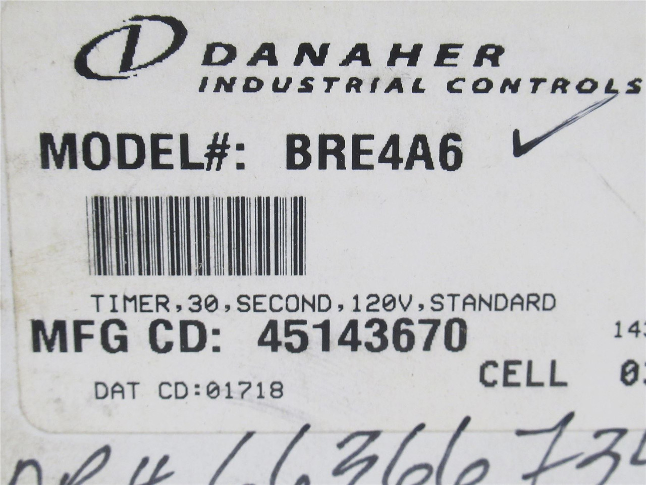 Danaher BRE4A6; Electronic Reset Timer; 30 Sec; 120V