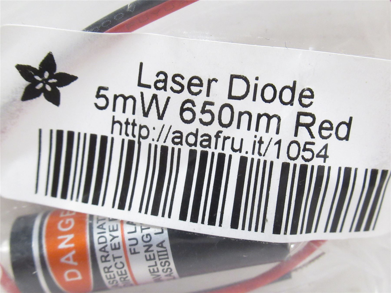 Adafruit 1054; Lot-2; Laser Diode 650nm 5mW; 2.8V-5.2V; 25mA