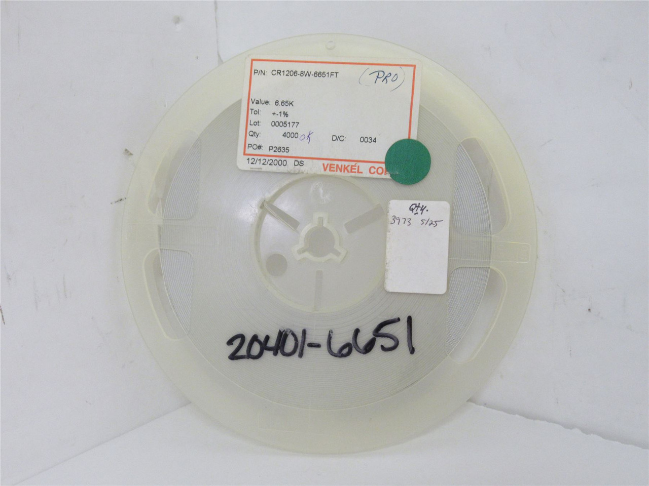 Venkel CR1206-8W-6651FT; Lot-3800 Resistor 6.65kOhm 1/8W +-1%