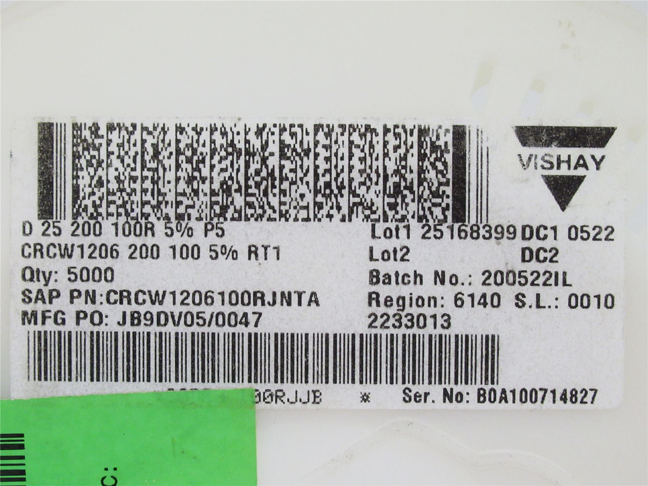 Vishay CRCW1206100RJNTA; Lot-3000 SMD Resistor; 100ohm