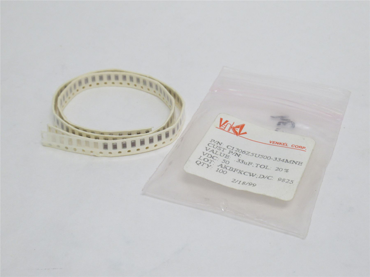 Venkel C1206Z5U500-334MNE; Lot-100 Ceramic Capacitors 0.33uF