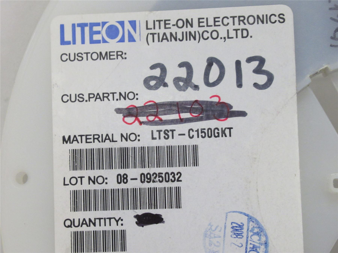 Lite-On LTST-C150GKT; Lot-2000 Green LED 2-Pin Chip