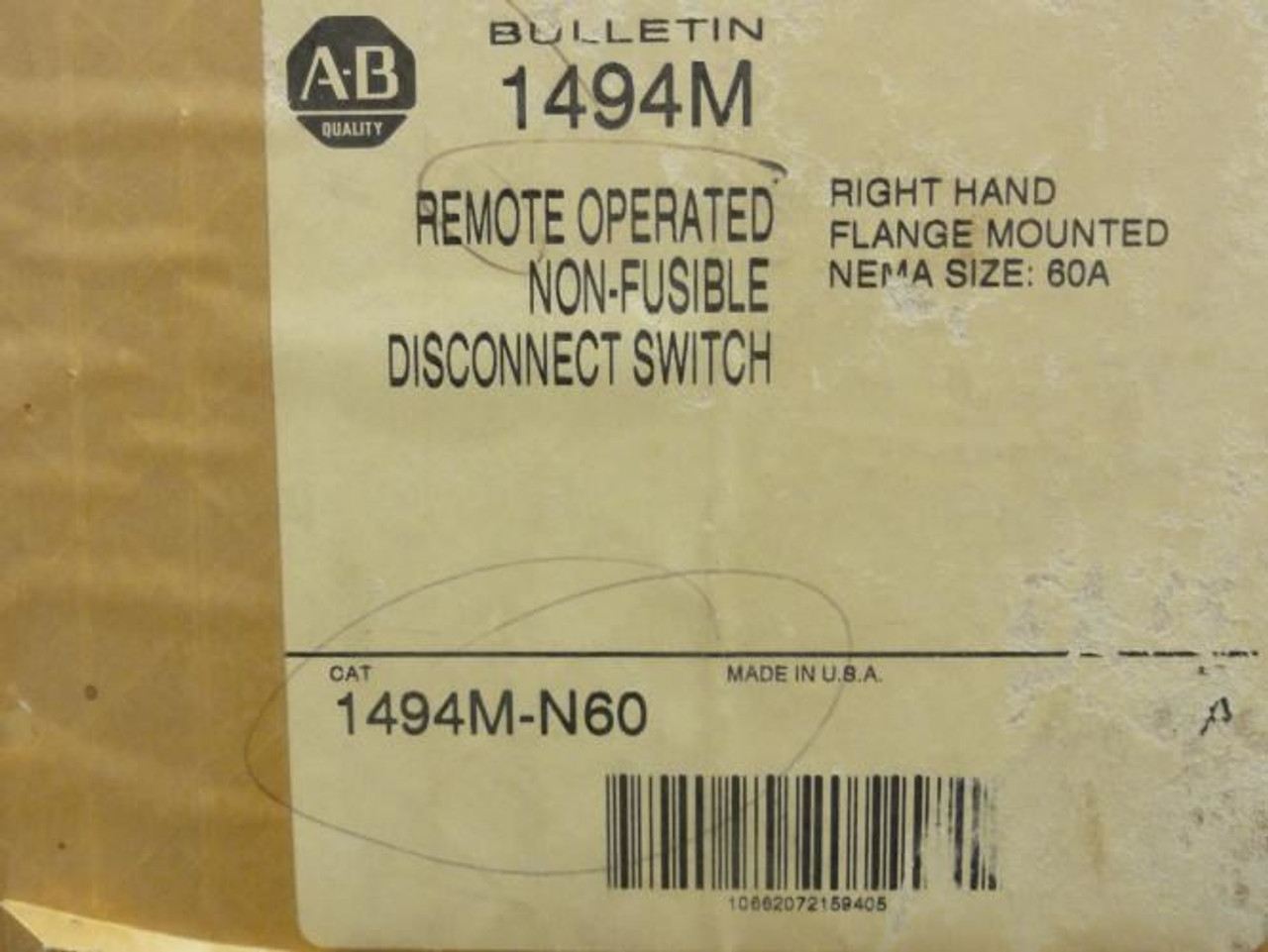 Allen-Bradley 1494M-N60; Remote Operated Disconnect Switch