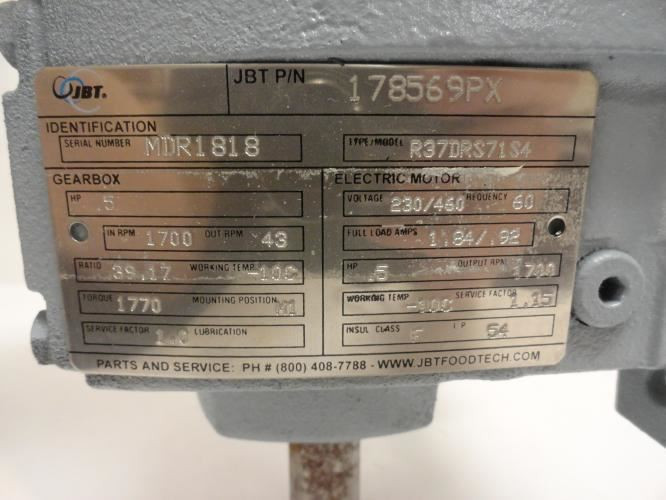 JBT 178569PX; AC Gearmotor 87.7639594301.0002.18.80; 230/460V