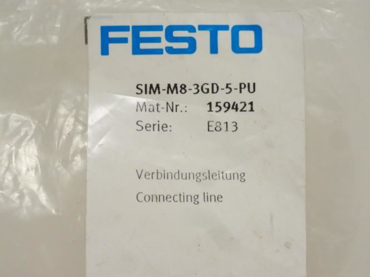 Festo SIM-M8-3GD-5-PU; Cable W/Connector 3-Pin; M8 Threads; 5m