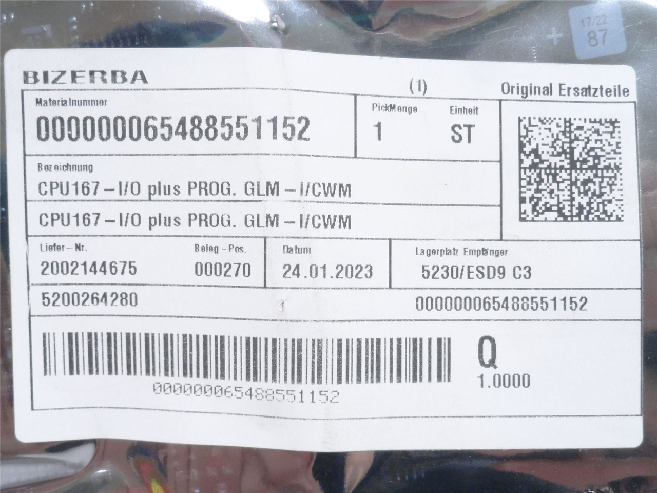 Bizerba 65488551150; Motor Control Board; CPU167; GRMI/CWIM