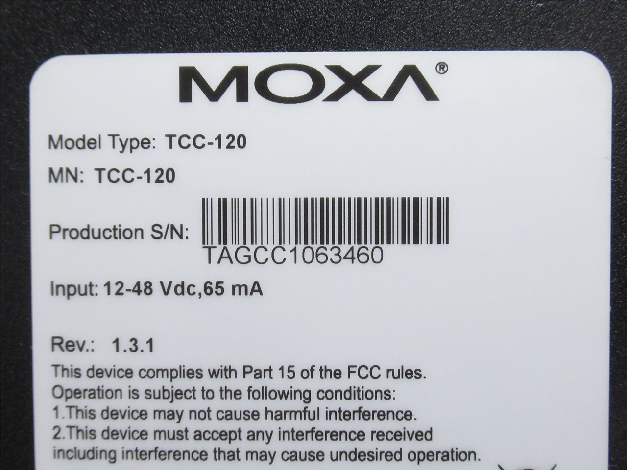 Moxa TCC-120; Media Converter/Repeater; RS-422/485; 12VDC