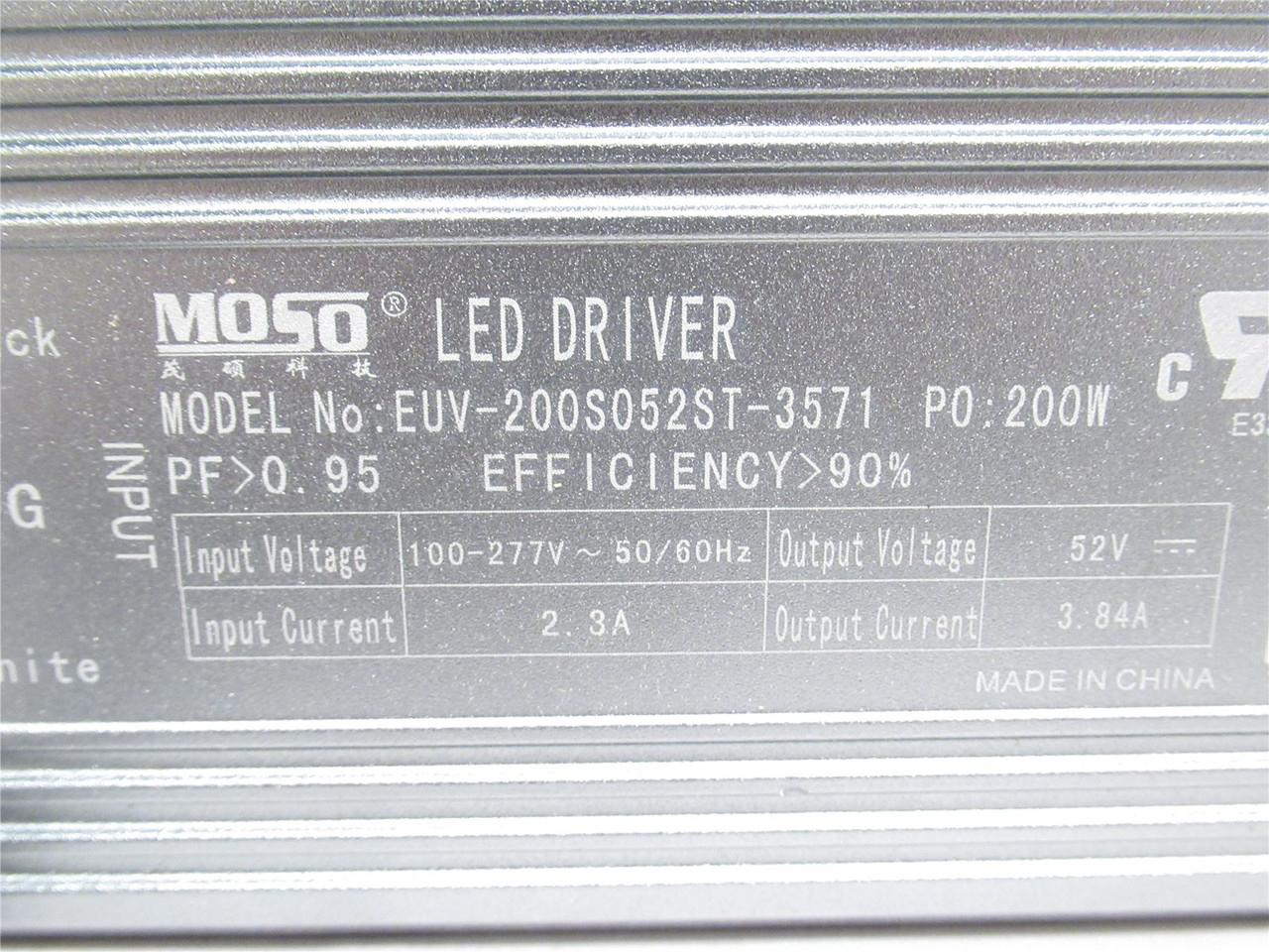 Moso EUV-200S052ST-3571 ; LED Driver; 100-277VAC In; 52V Out