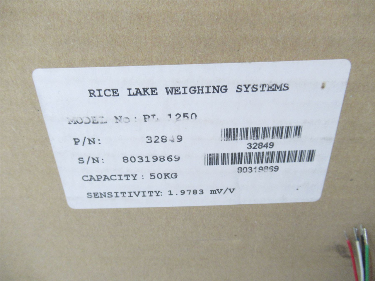 Rice Lake RL1250; Load Cell 50KG Cap 32849