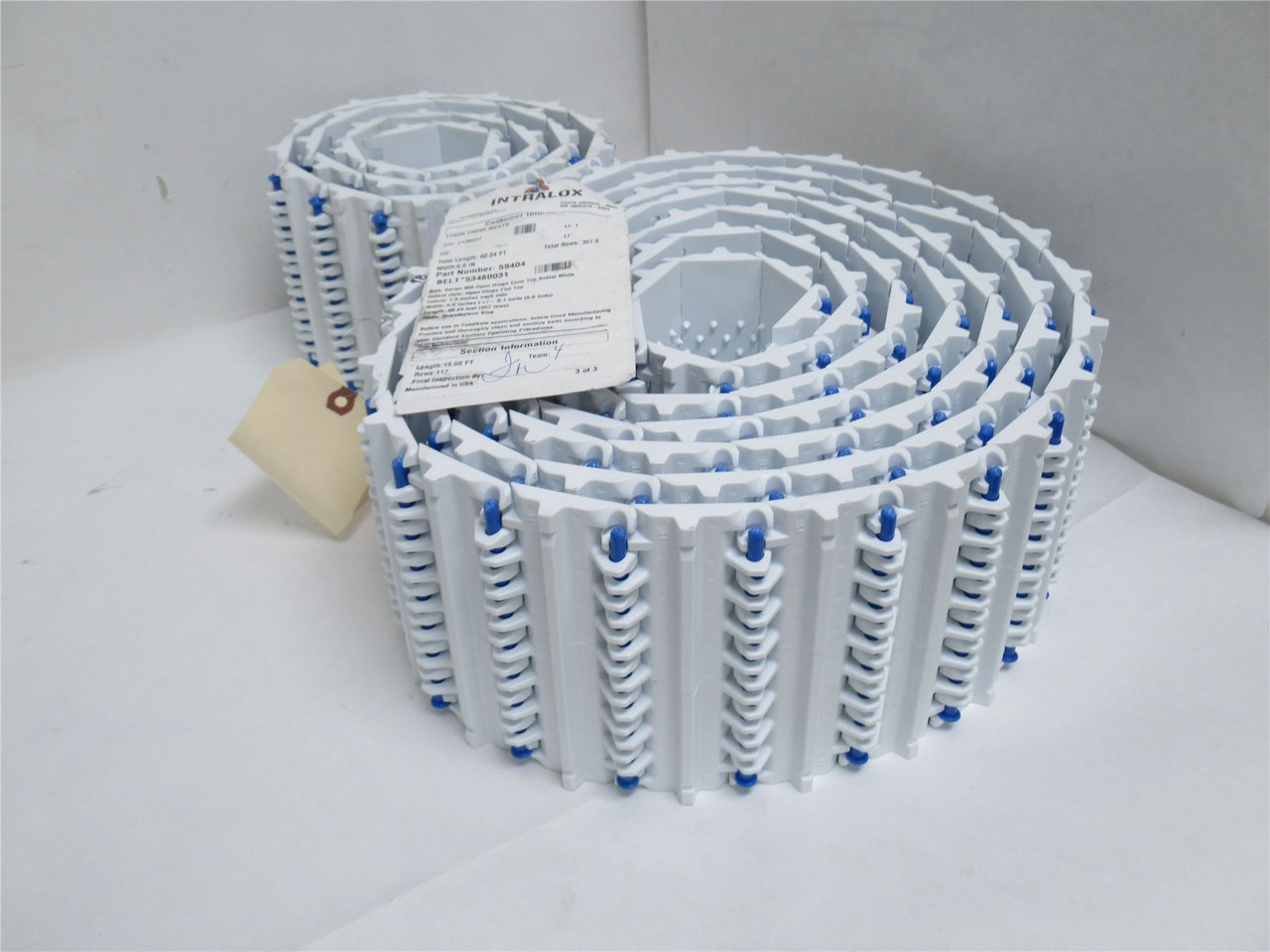 Intralox 53480031-19.65; Cone Top Belt Series 800; 6"W x 9.68'L