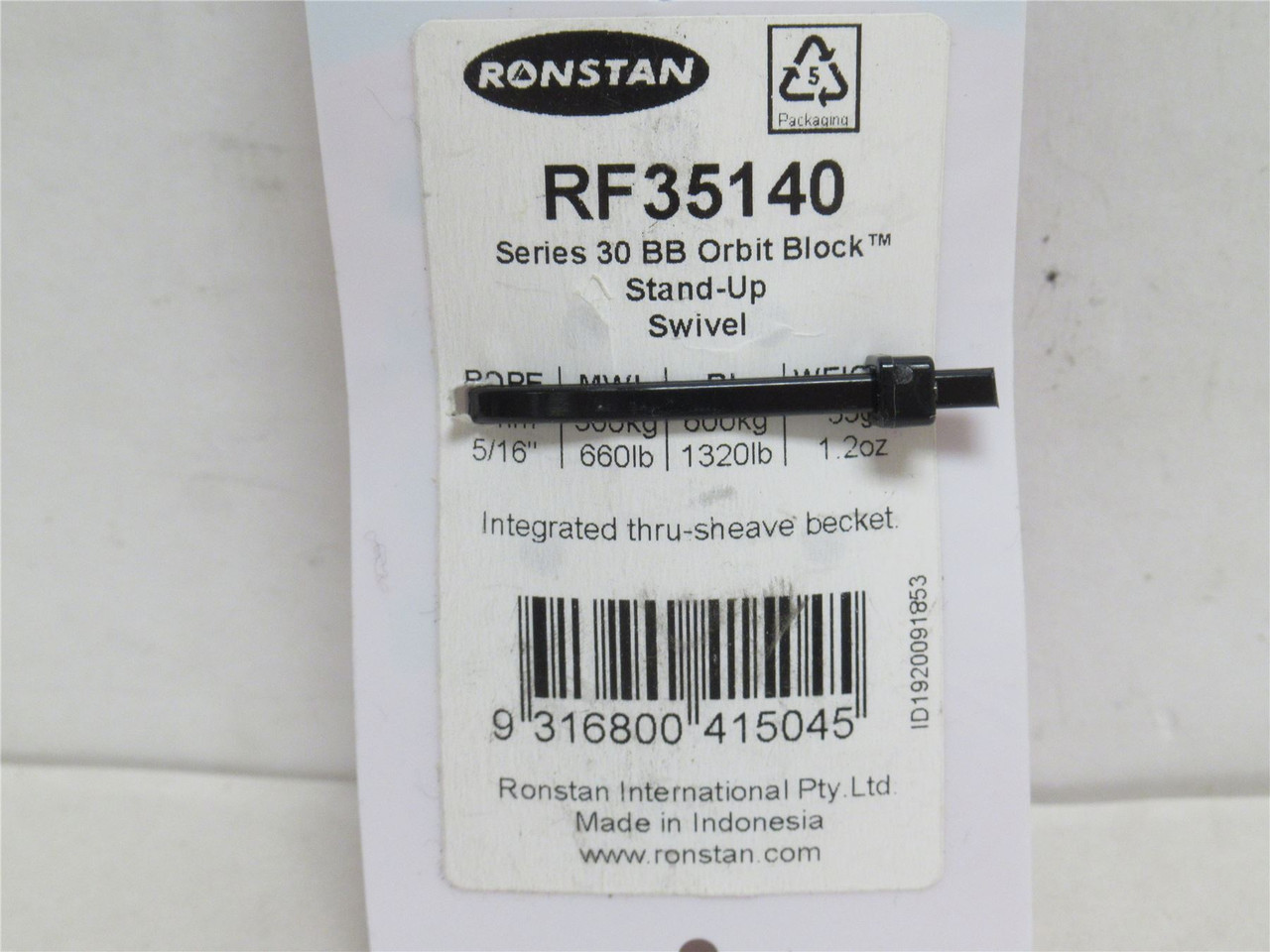 Ronstan RF35140; Ball Bearing Stand-Up Swivel Orbit Block