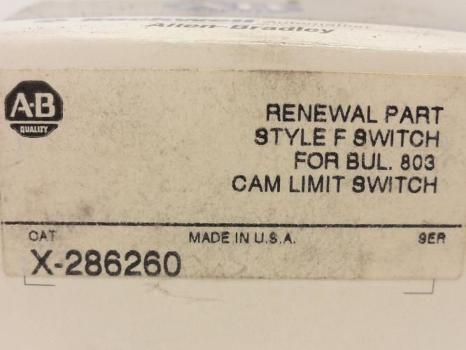 Allen-Bradley X-286260; Replacement Cam Limit Switch; Style: F
