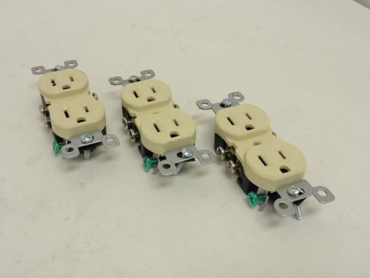 Levitron 5320-ICP; Lot-3; Duplex Receptacle; 15A; 125V; Ivory