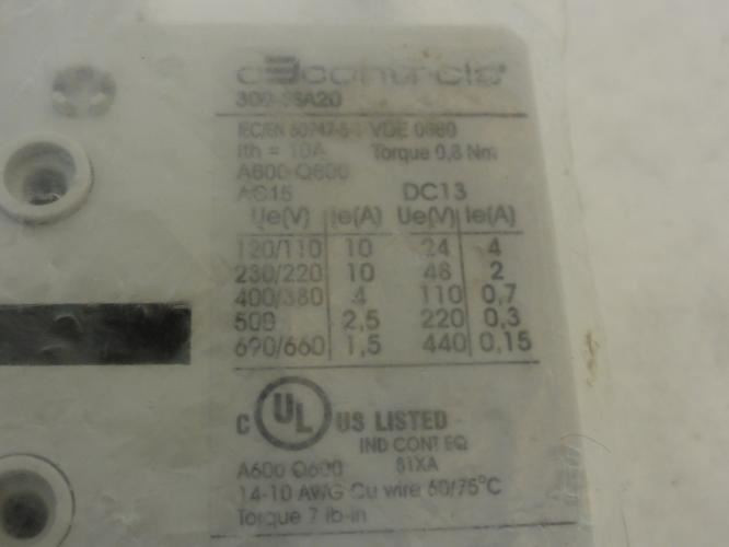 C3controls 300-SSA20; Side Mounted Auxiliary Contact; 2NO