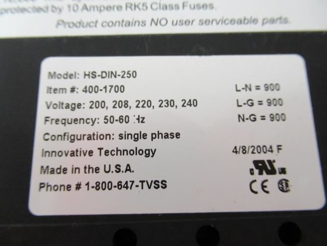 Eaton HS-DIN-250; Surge Protection Device; 200-240V; 10A