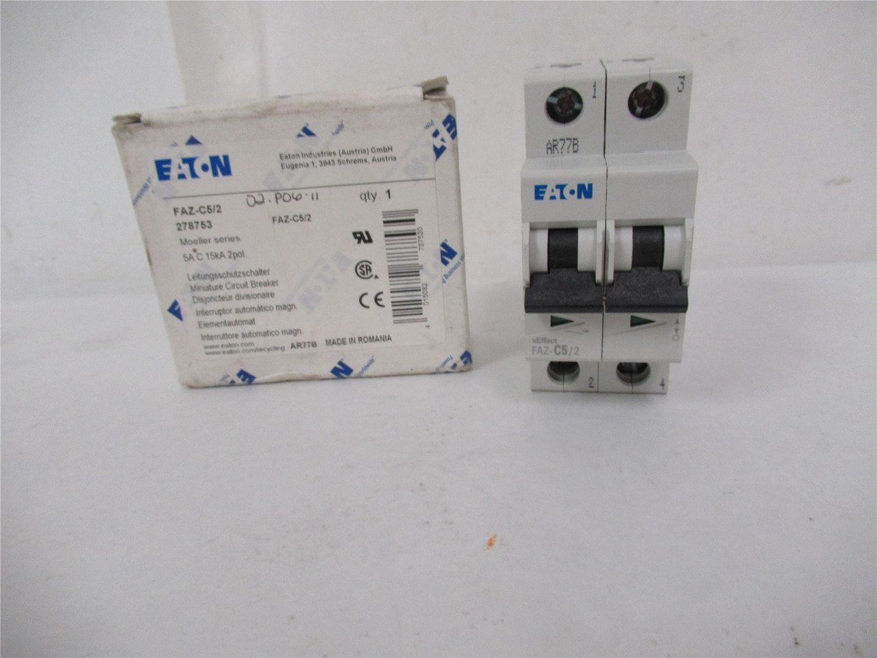 Eaton FAZ-C5/2; Circuit Breaker 5A 480Y/277VAC/96VDC 2-pole