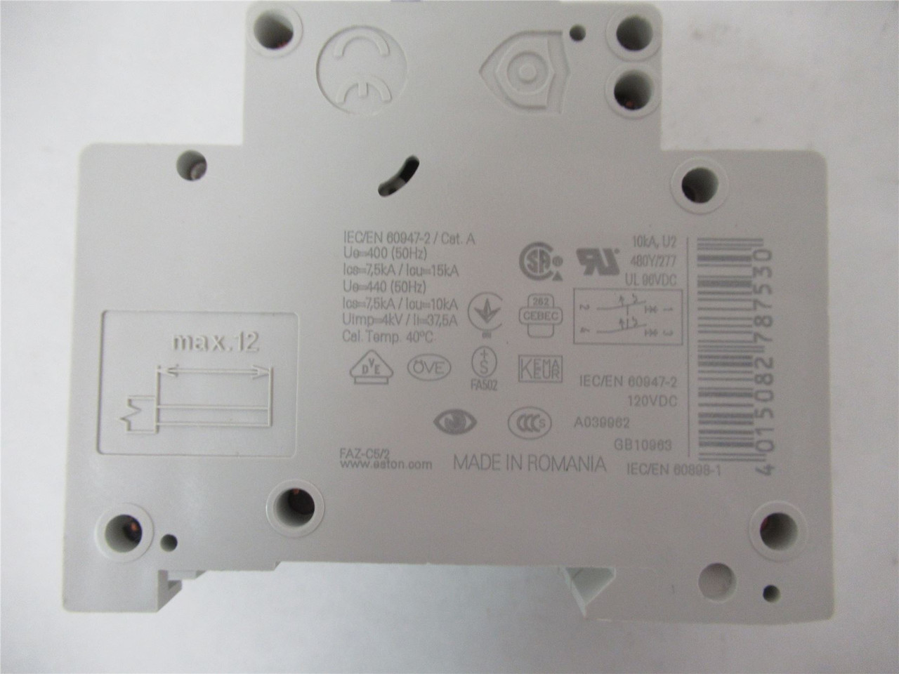 Eaton FAZ-C5/2; Circuit Breaker 5A 480Y/277VAC/96VDC 2-pole