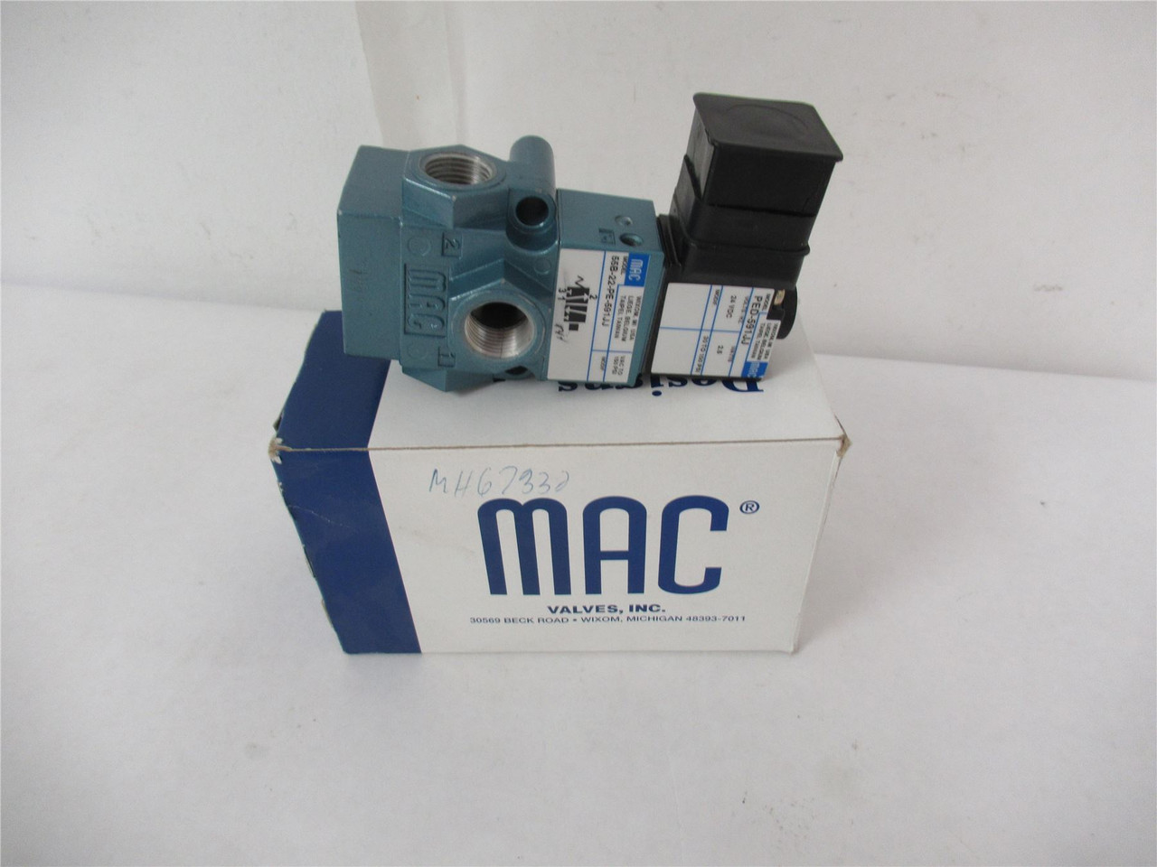 MAC 55B22PE591JJ; Solenoid Valve 3 Way 3/8" NPTF 24VDC NO