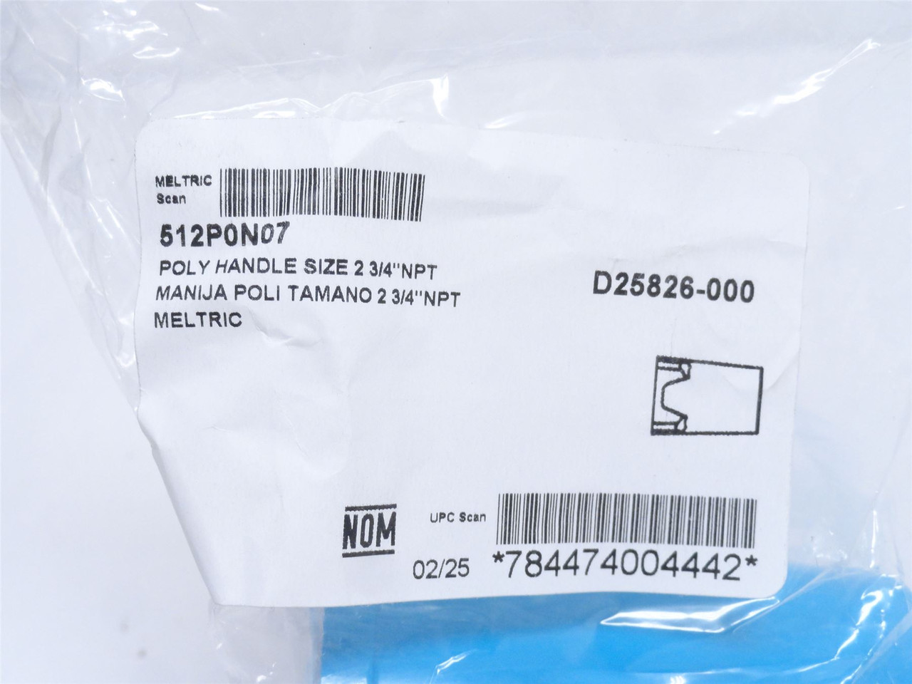 Meltric 512P0N07; Blue Polyester Handle; Size: 2-3/4NPT