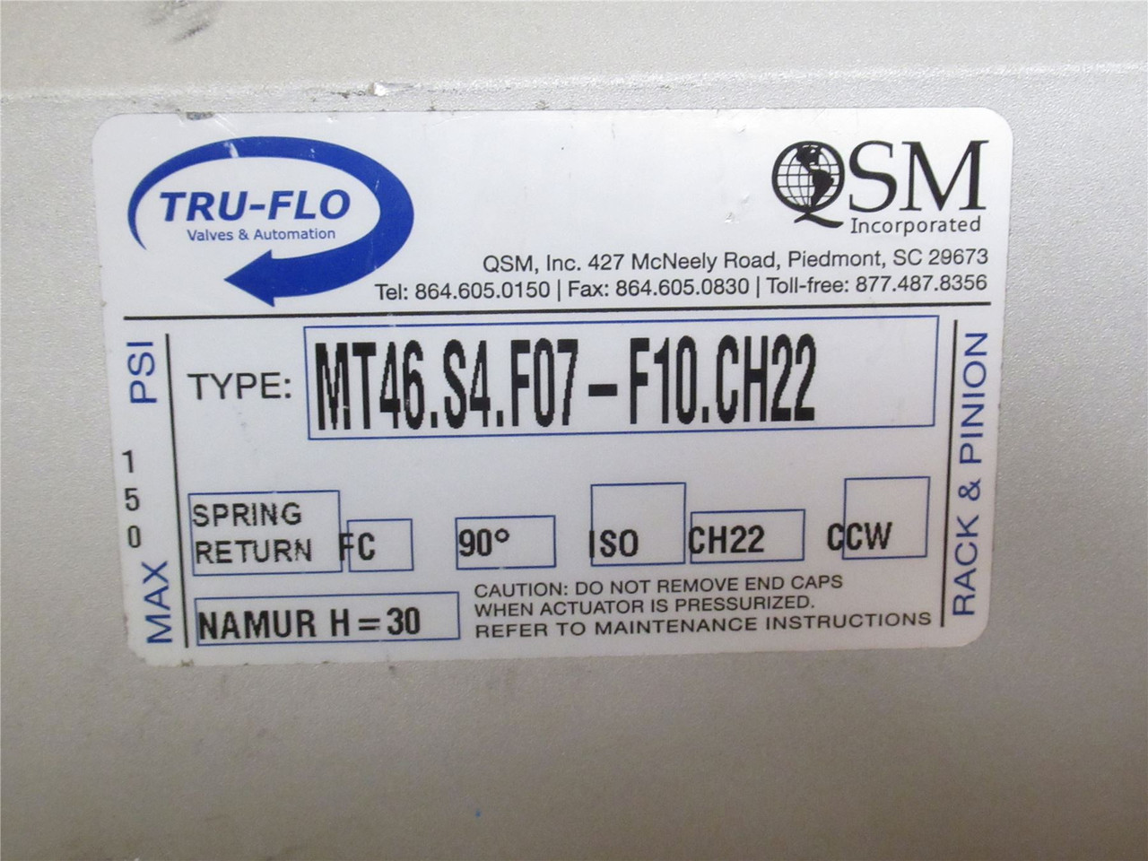 Tru-Flo MT46.S4.F07-F10.CH22; Actuated Ball Valve SS; 3" Clamp