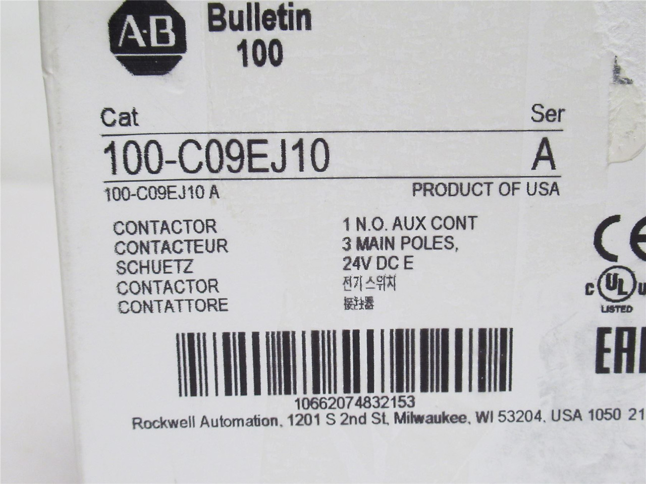 Allen-Bradley 100-C09EJ10; Contactor 10A 3P 600VAC Coil 24VDC