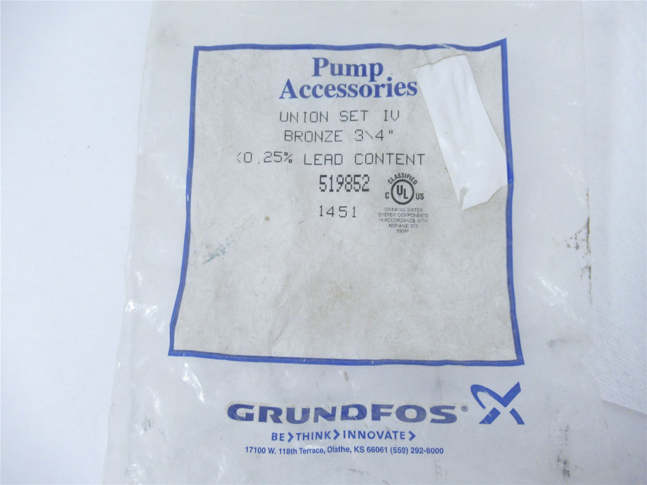 Grundfos 519852; ValveUnionSet Brnze 3/4" Pump Connect GF-125