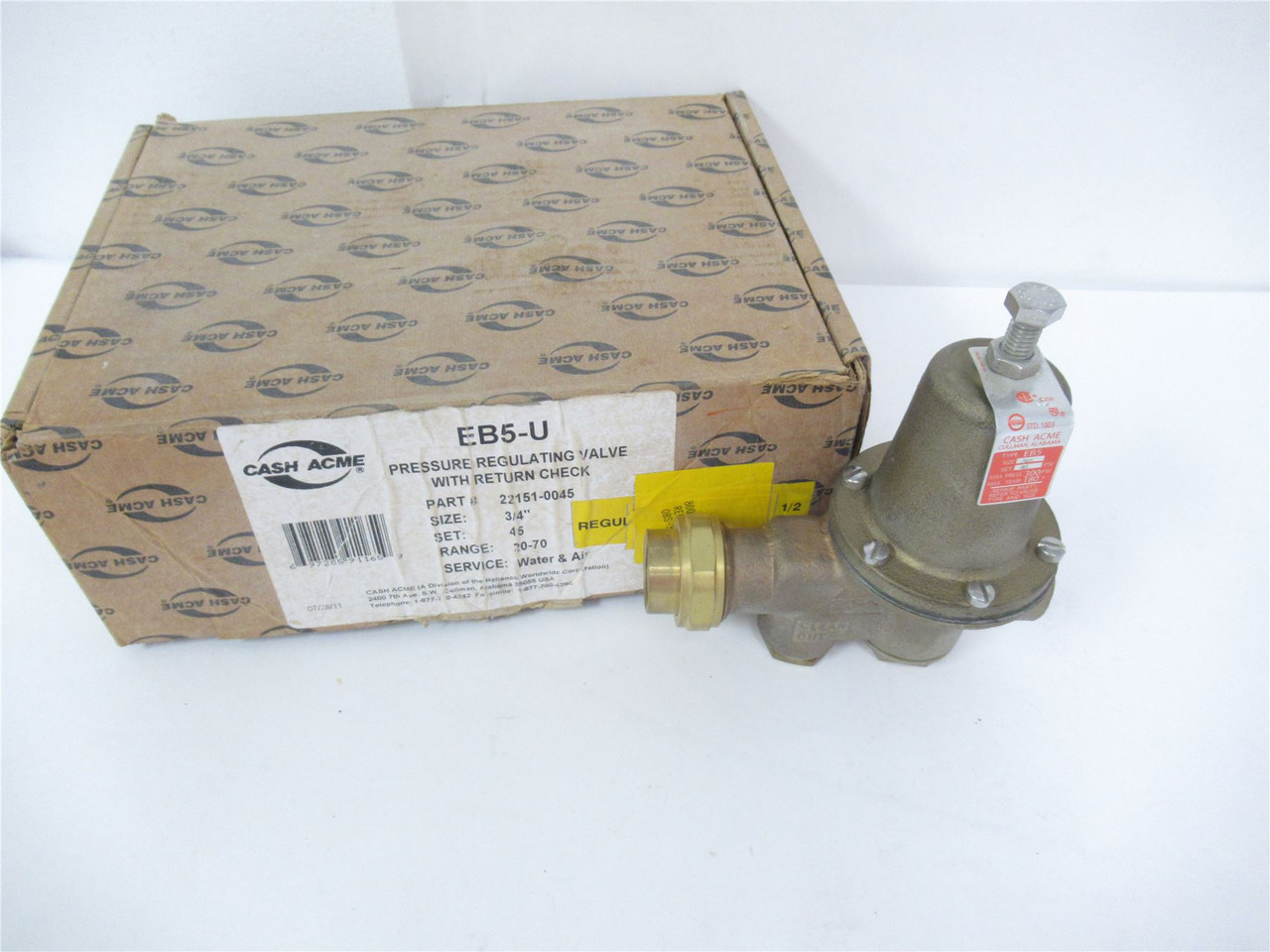 Cash Acme 22151-0045; Valve Pressure Regulating w/return 3/4"