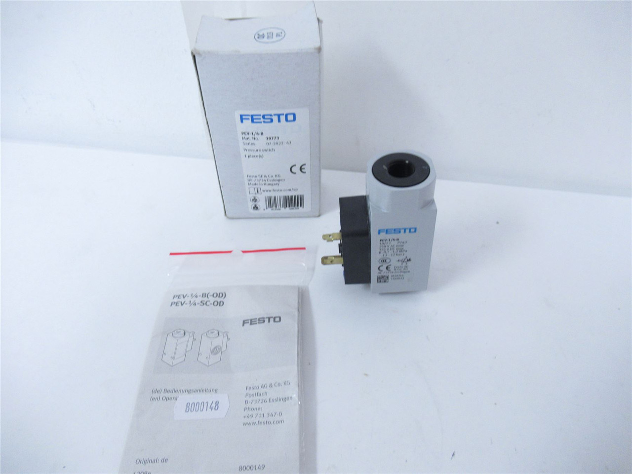 Festo PEV-14-B; Pressure Switch 10773 1-12 bar 125VDC 250VAC
