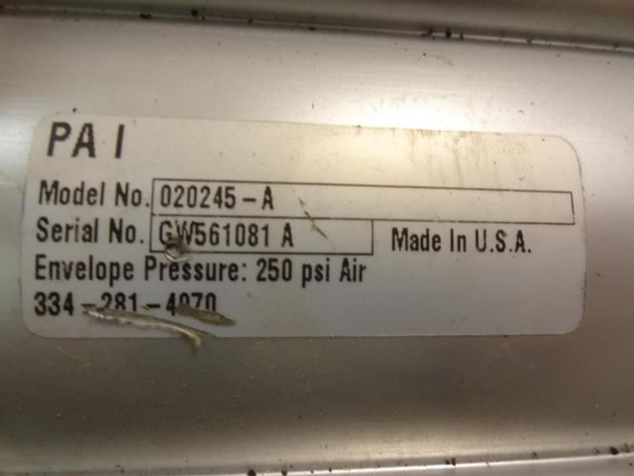 Mico 020245-A; Cylinder 6-1/2" Stroke; 3-1/2" Cylinder OD Mico 020245-A; Cylinder 6-1/2" Stroke; 3-1/2" Cylinder OD