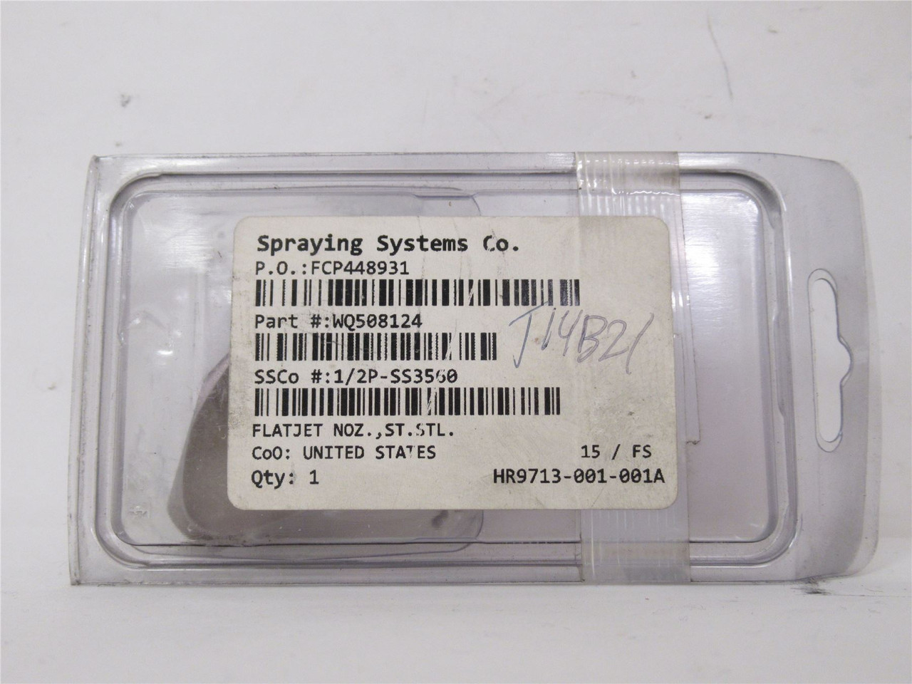 Spraying Systems Co 1/2P-SS3560; SS Flatjet Nozzle; 1/2"NPT