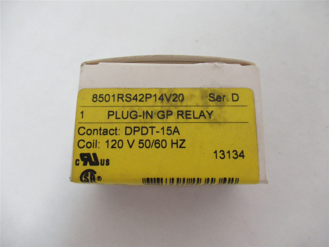 Square D 8501RS42P14V20; Relay DPDT-15A; Coil: 120VAC