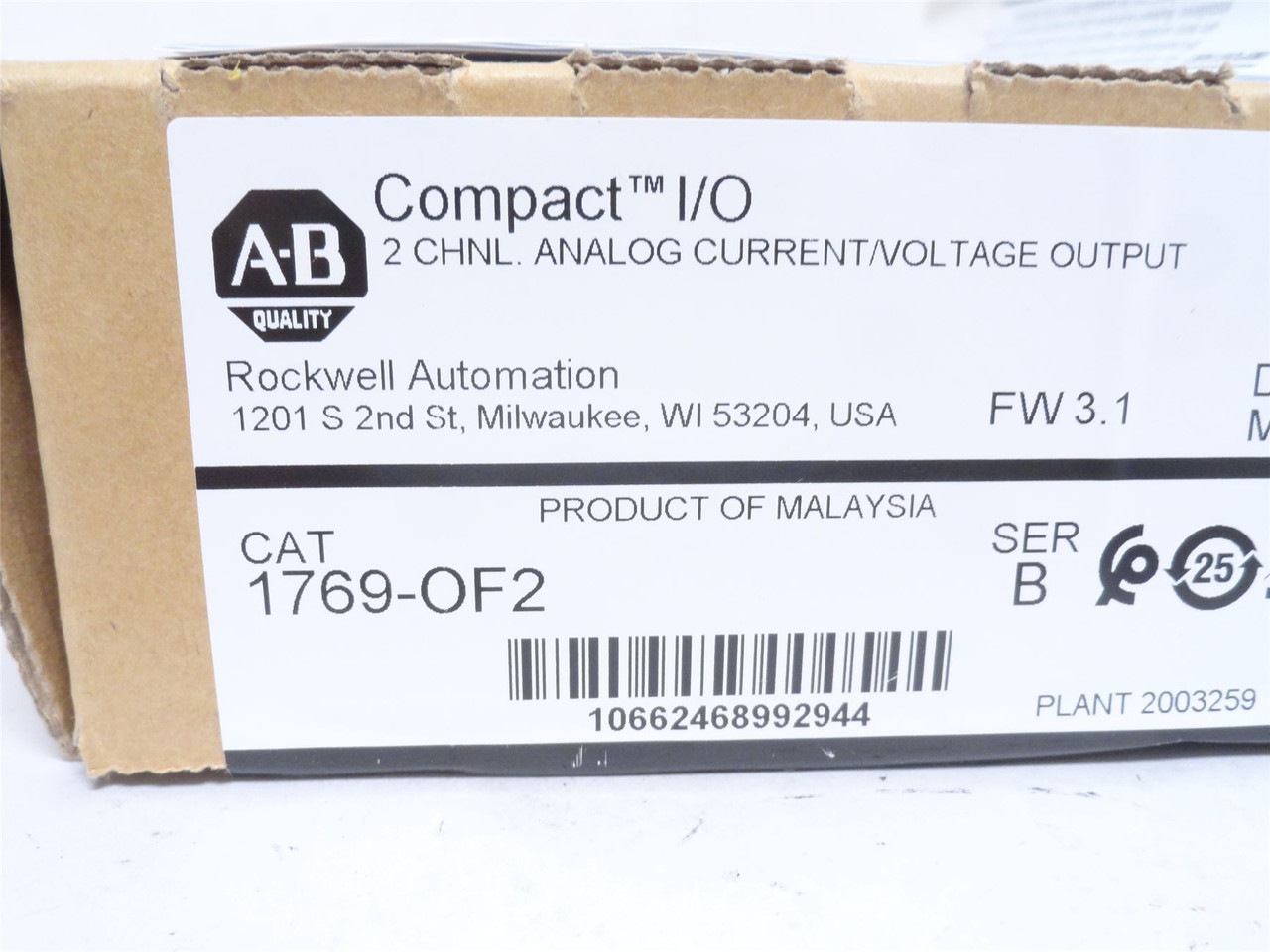 Allen-Bradley 1769-OF2; Analog Output Module; 2-Channel; 5VDC