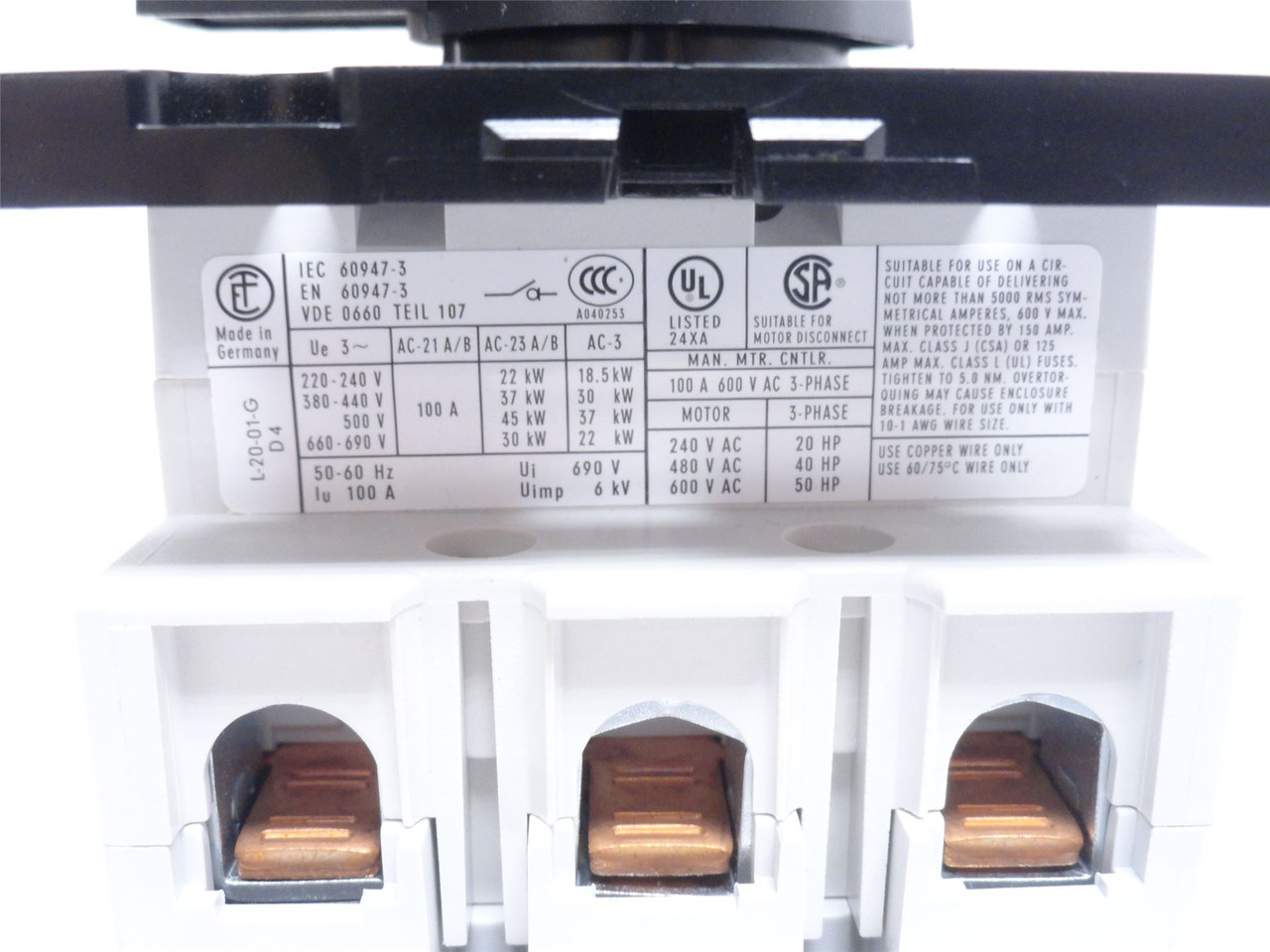 Elektra D4 00/HS-F45-BE-SS; Main Switch; 100A; 3P; 690VAC